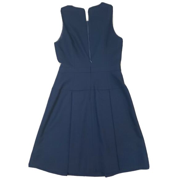 J. Crew Suiting ~Woman Size 0~ Navy Blue Fit Flare Wool Blend Sleeveless Dress. - Picture 3 of 12